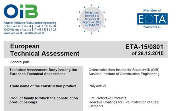 Polylack W - dokument ETA